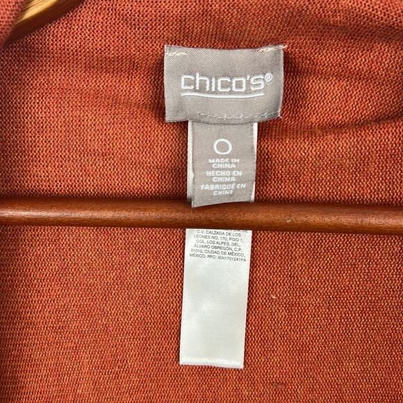 Chico’s size 0 (small) orange open front long line draping cardigan - Picture 3 of 7